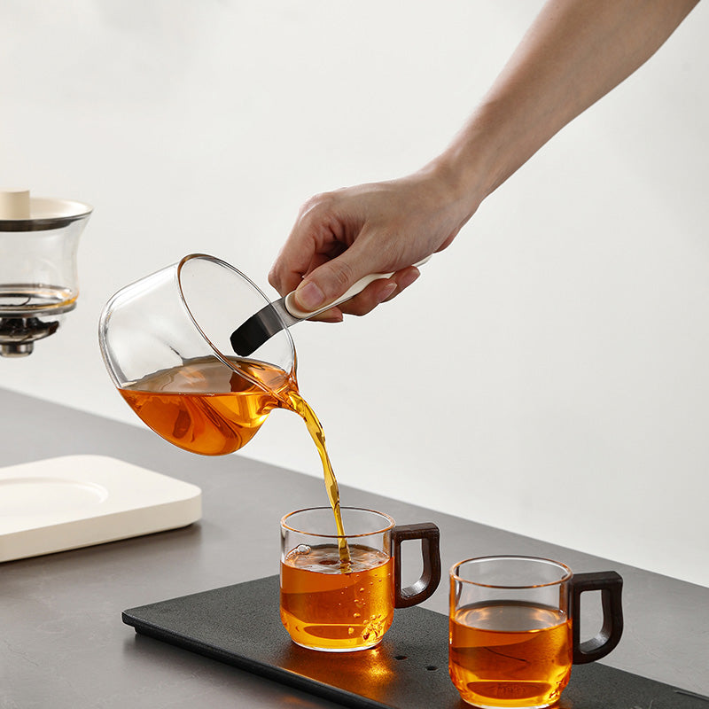 Black Semi‑Auto Glass Tea Set