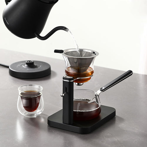 Black Semi‑Auto Glass Tea Set