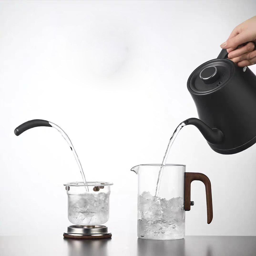 Glass Teapot With Walnut‑Wood Handle