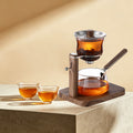 Semi-Automatic Glass Tea Set (Walnut Finish)